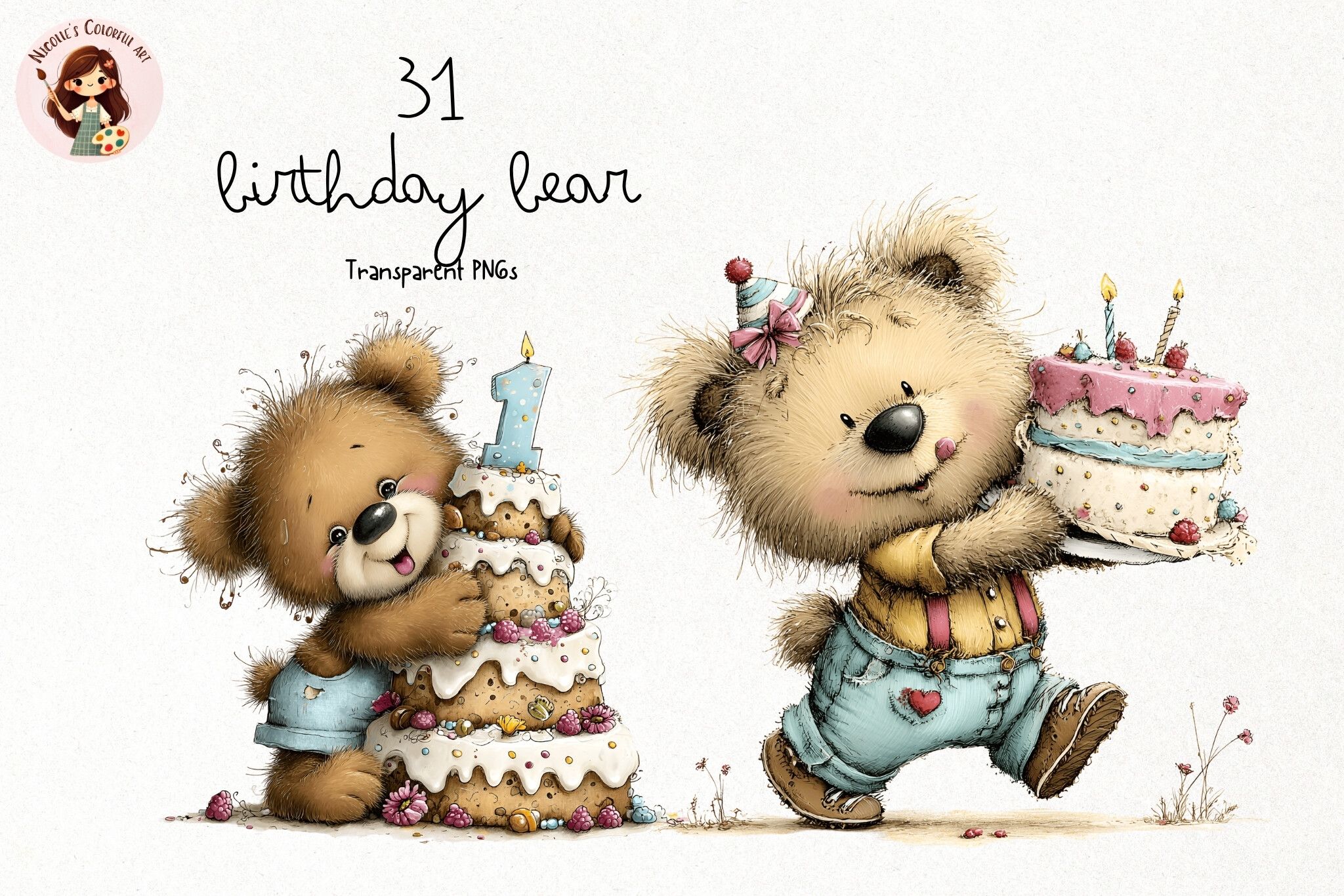 Cute Birthday Bear PNG Clipart