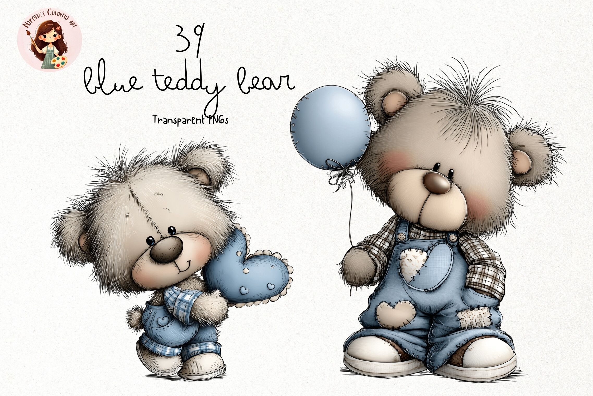 Blue Teddy Bear PNG Clipart
