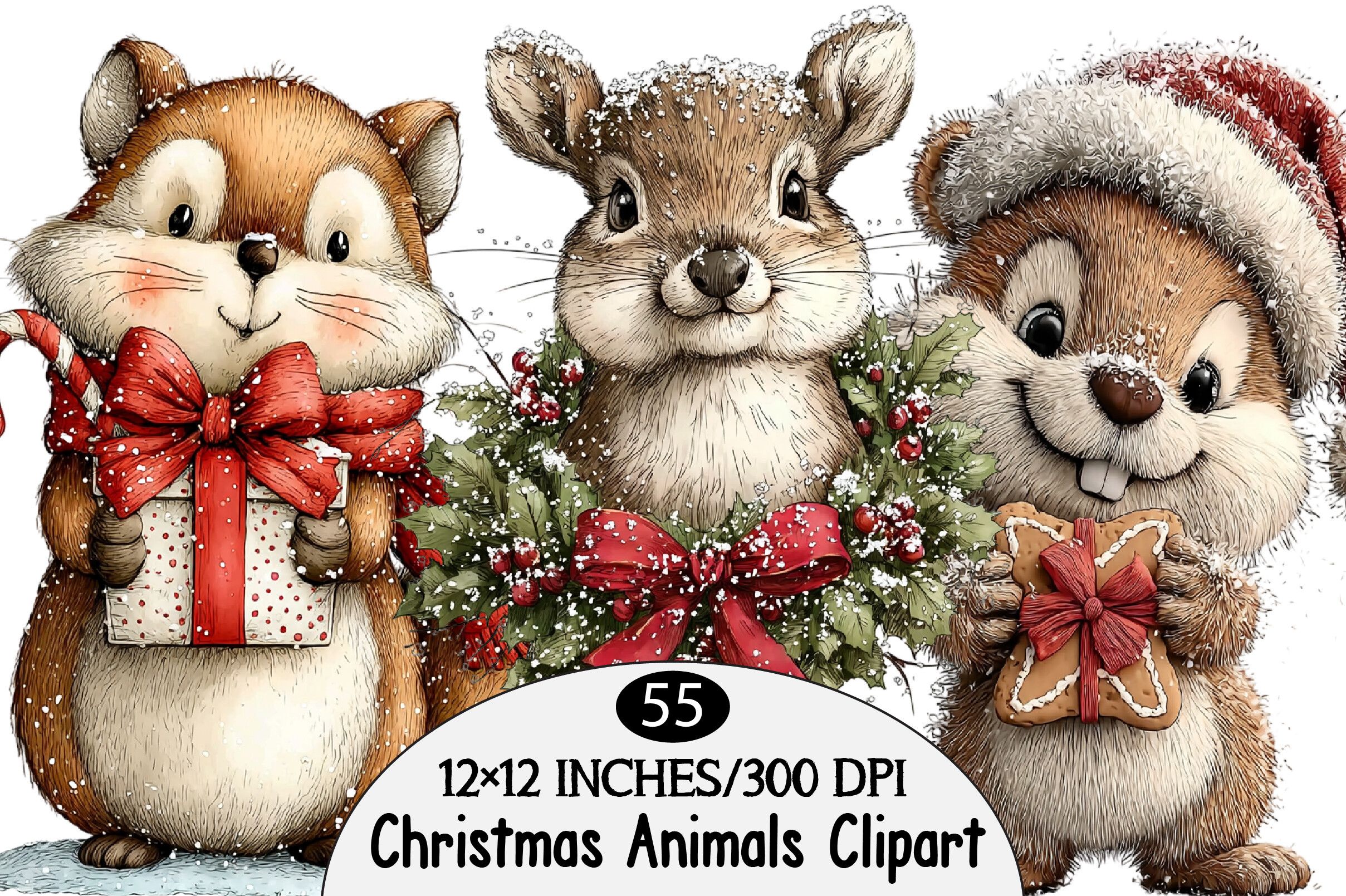 Christmas Woodland Animals Clipart
