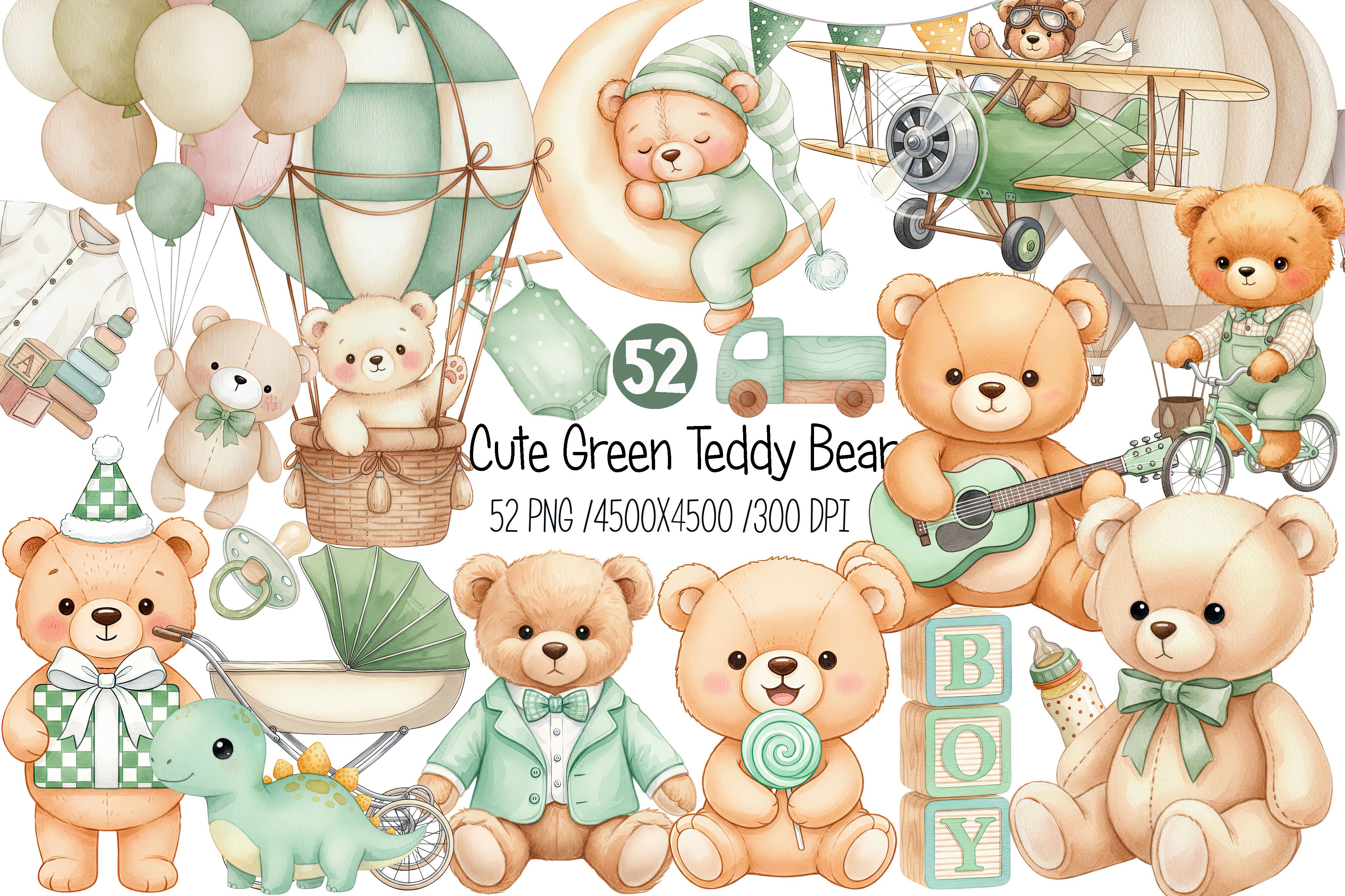 Cute Green Teddy Bear Clipart