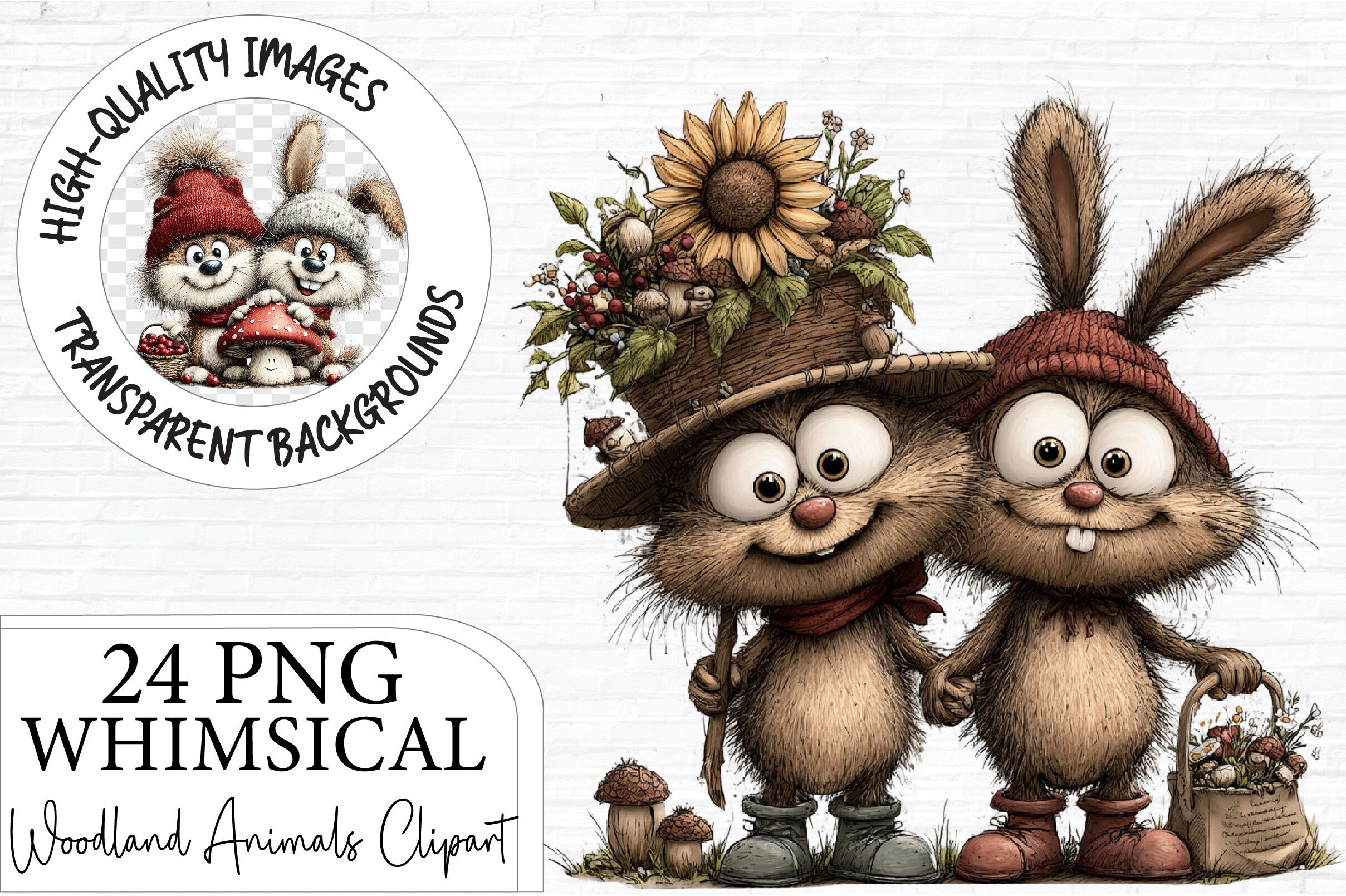 Woodland Animals PNG Clipart Bundle