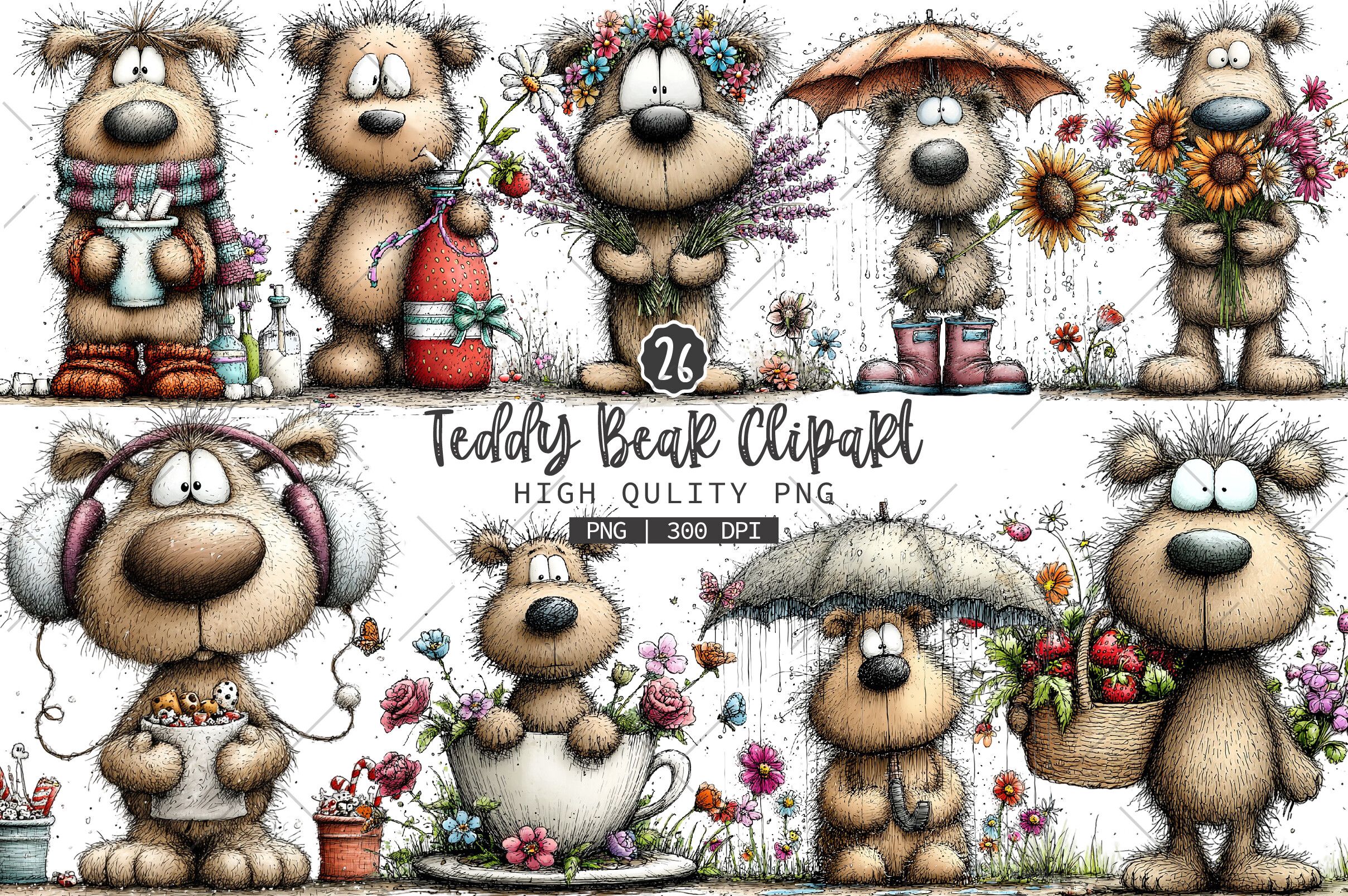 Whimsical Teddy Bear Clipart
