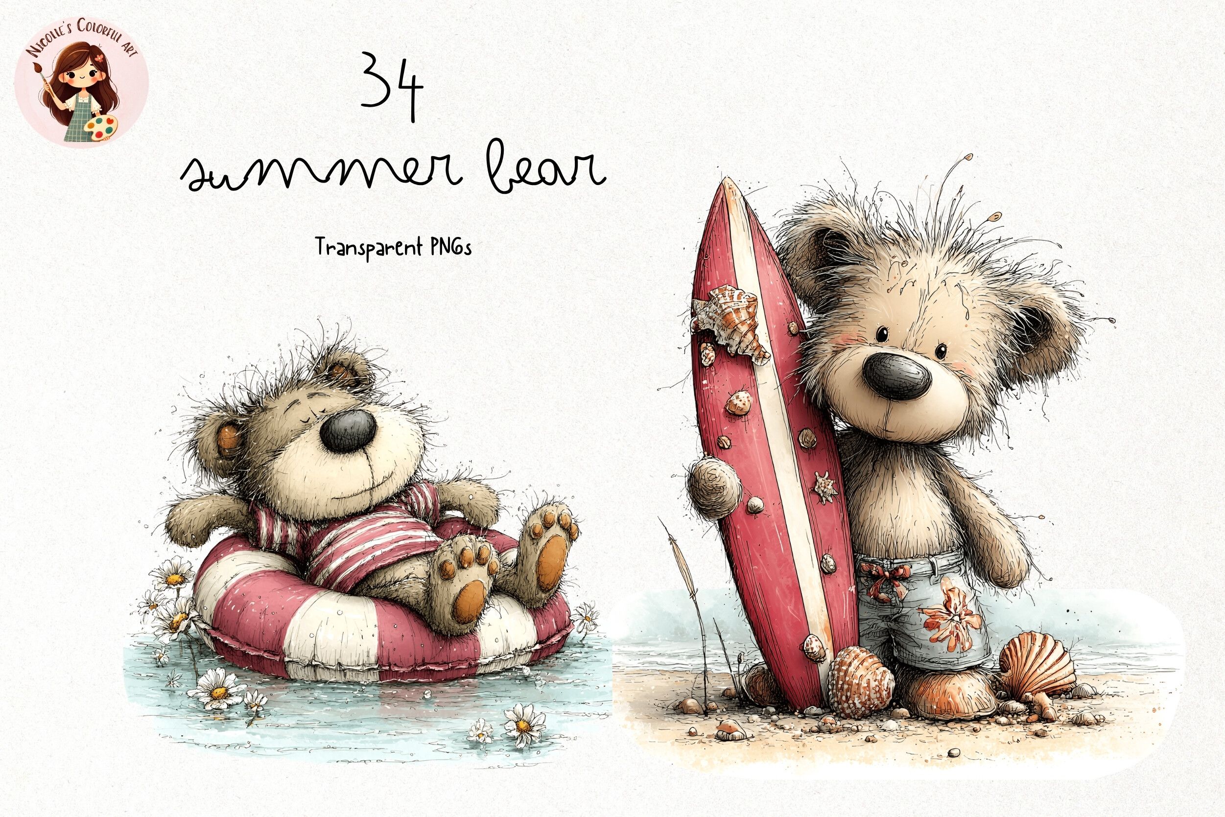 Cute Summer Bear PNG Clipart