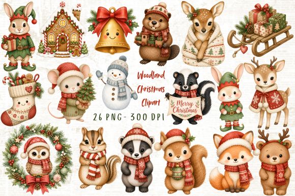Woodland Christmas Clipart PNG